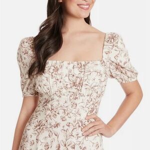 London Times Cream and Brown Floral Dress